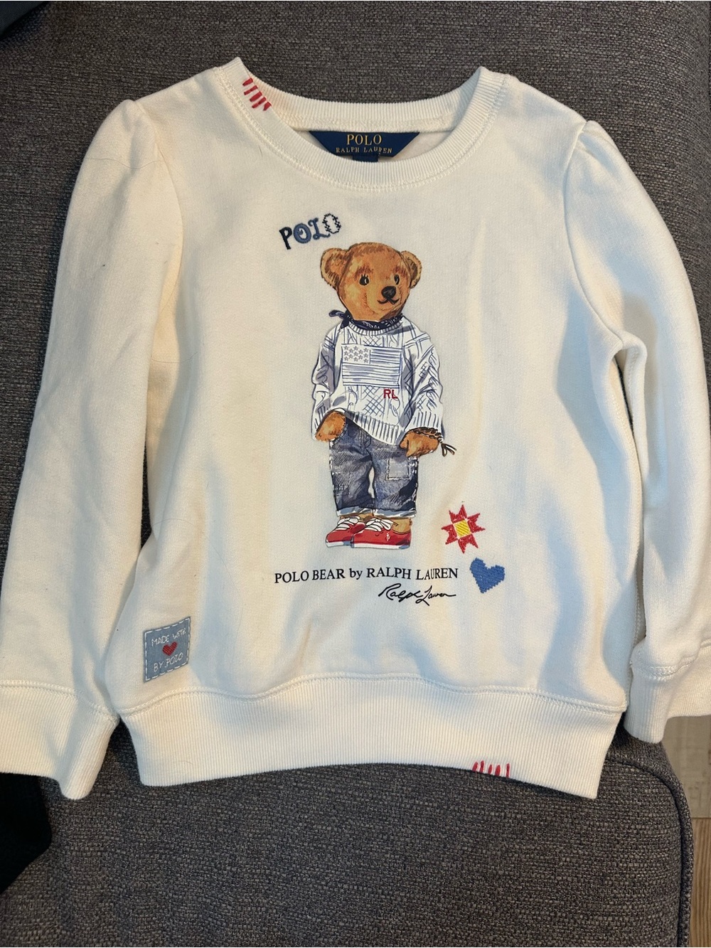 Polo by Ralph Lauren Cream Bear Graphic Sweatshirt